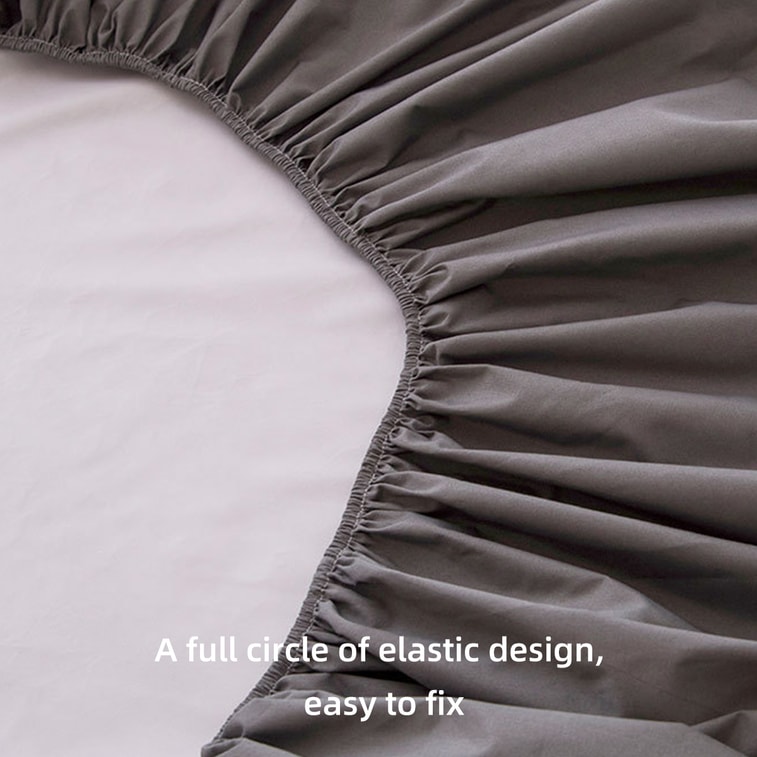 New Solid Color Skin-Friendly Brushed Waterproof Fitted Sheet, Light Gray King Size, 198×203cm, 30cm Height 9