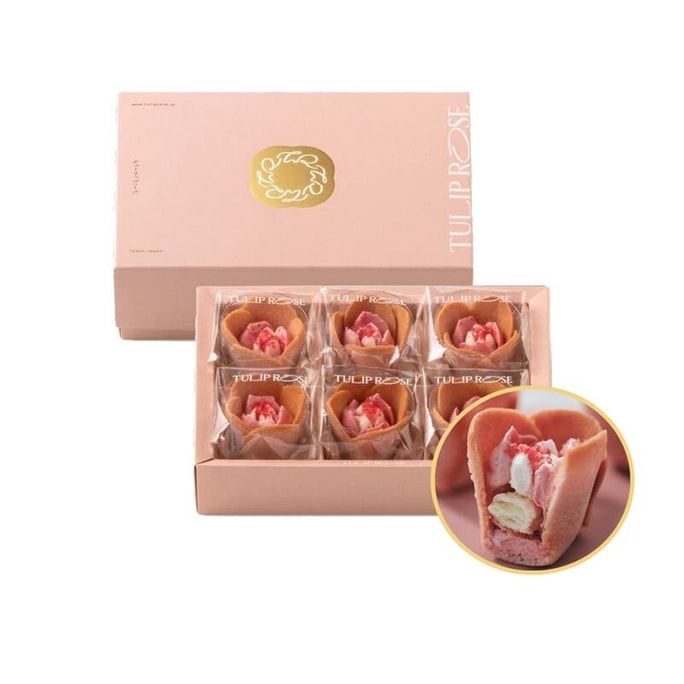 Spring Limited Edition Flower Shaped Japanese Dessert Strawberry Flavor 6 Pcs/box