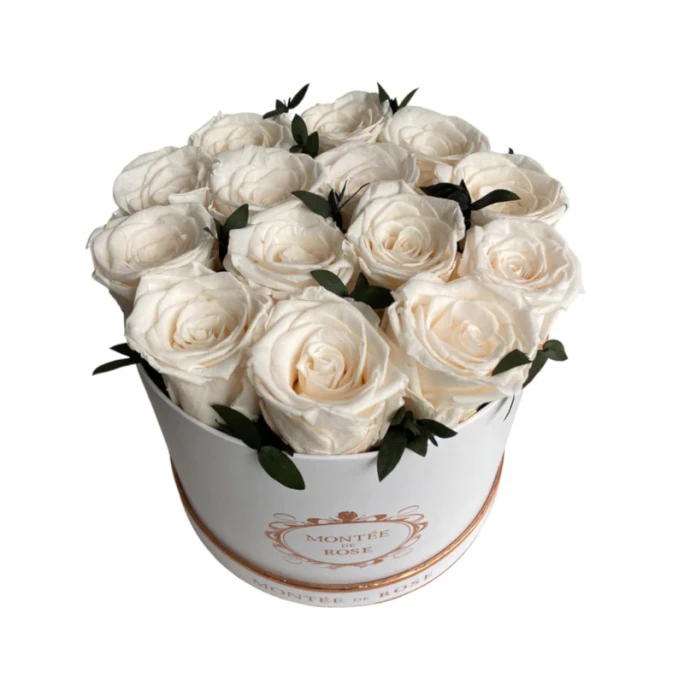 【美國直郵】森林精靈中白圓 永生玫瑰花盒