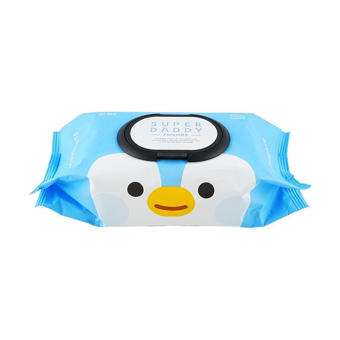 韓國SUPER DADDY 掀蓋式幼兒寶寶濕紙巾 企鵝款 80片