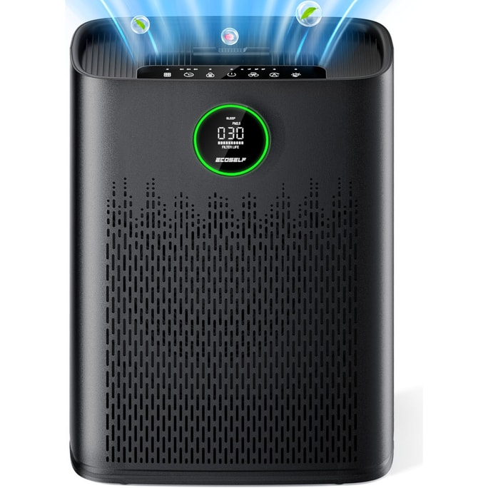 美国 Ecoself 家用大空间空气净化器,带智能模式、PM2.5空气质量显示、22分贝睡眠模式,覆盖面积达2300平方英尺