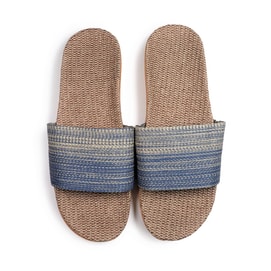 Linen Slippers Japanese Tatami Style - Blue (40-41 US 9-10)