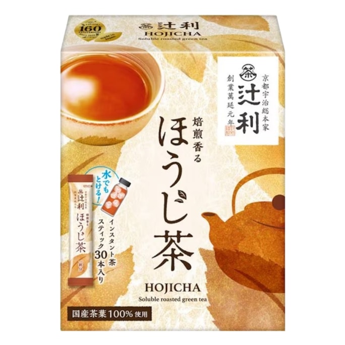 【日本直邮】 日本 辻利茶舖 辻利  即冲速溶茶 焙茶牛奶30条装