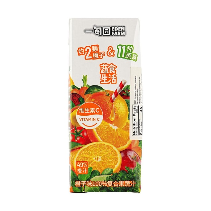 Veggie Life 100% 착즙 야채 & 과일 블렌드 주스 오렌지향, 6.76 fl oz【비타민 C 보충제】