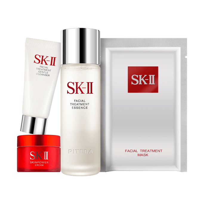 【香港直送】日本製 SK-II SK2 スタープロダクト ギフトセット 4点トラベルセット：フェイシャルトリートメントエッセンス 75ml、洗顔料 20g、エクスボーイフレンドマスク 1枚、ビッグレッドボトルクリーム 15g