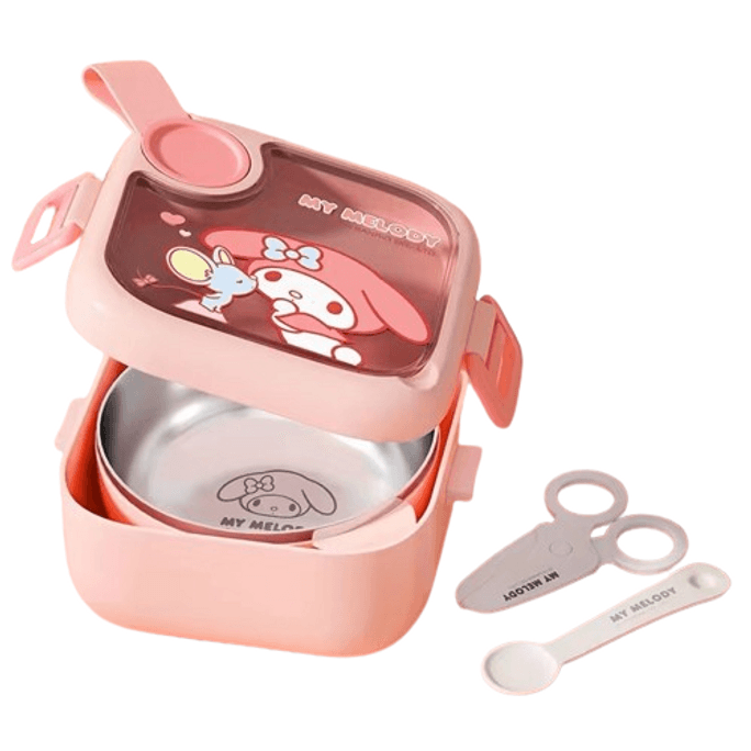 [중국에서 온 다이렉트 메일] 산리오 어린이 도시락, 휴대용 외출그릇, 보온 학생용 가위 도시락, 스테인레스 도시락, 멜로디