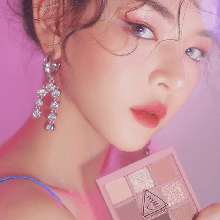 韓國3CE 九宮格9色多功能眼影盤 霧面碎鑽偏光珠光多用盤 #AUTO FOCUS 煙粉盤 薔薇粉調 仙氣靈動【虞書欣同款】 3