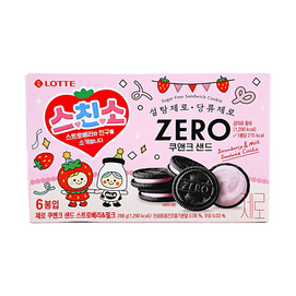 韩国LOTTE乐天 ZERO 无糖草莓牛奶味夹心饼干 6包入 288g