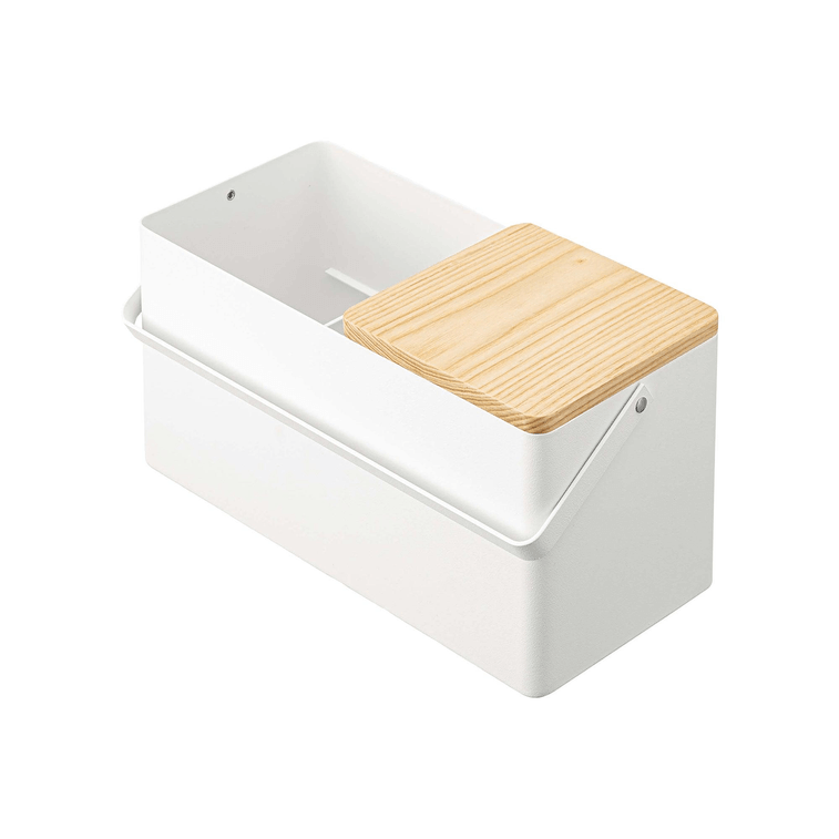 야마자키 홈 거울 달린 메이크업 정리함 - 스틸+우드, 화이트 (1개) 7