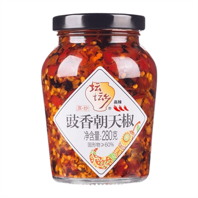 【中国直邮】 坛坛乡 豉香朝天椒 风味湖南特产家用做菜拌饭面280g/瓶