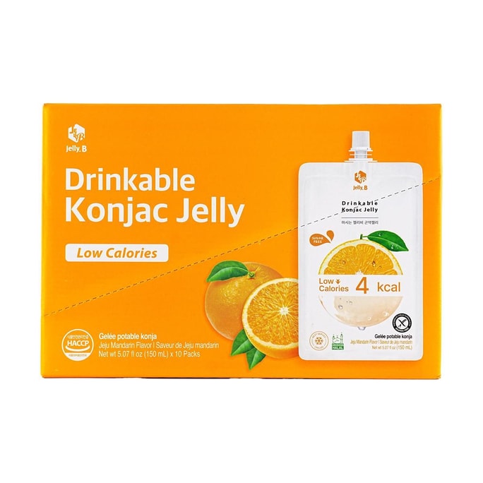 곤약 젤리, 제주 감귤, 5.07 fl.oz.*10개 - 무설탕, 제로 칼로리 & 저지방 포만감 간식