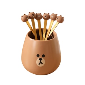 Fruit fork set home storage jar small fork dessert 304 stainless steel Brown Bear