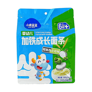 Infant and Toddler Iron Growth Noodles, Cod and Broccoli Flavor, 7.05 oz. (0.88 oz. x 8) - Nutritious Baby Food