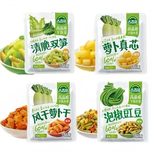 吉香居 清脆双笋泡椒味 风干萝卜干 泡椒豇豆 萝卜真芯 25%真减盐 60%真芯部分 更脆更鲜更健康 25g*4袋