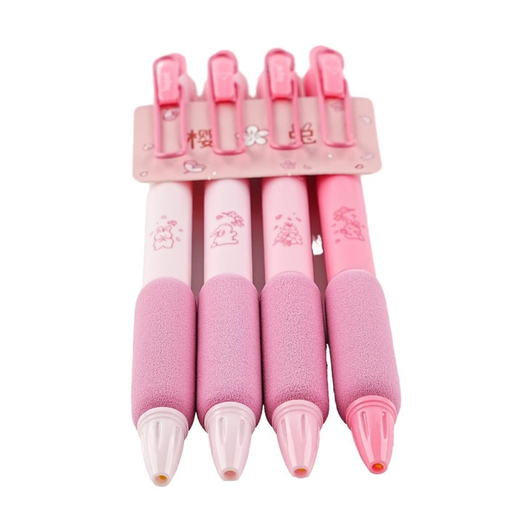 樂派 櫻花兔超軟中性筆 舒適筆握不磨手 黑色水筆 4支 4