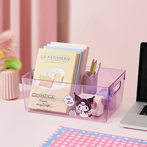 朗溪 三丽鸥联名 云趣PET高透明收纳盒 紫色 Sanrio 桌面化妆品文具整理