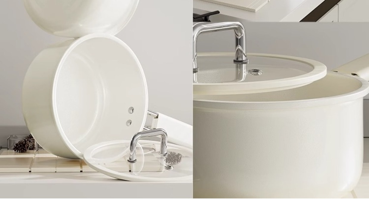 【Livraison directe de Chine】 QINTAIwife Casserole en céramique sans fluor, antiadhésive, pour aliments pour bébé, nouilles instantanées, 16cm Céramique Blanche