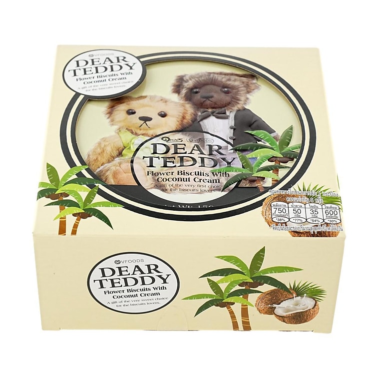 泰國VFOODS 親愛的泰迪熊 小花椰香曲奇 椰奶夾心餅乾 150g【泰國超人氣零食伴手禮】 6