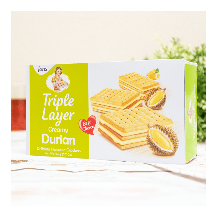 Triple Layer Durian Flavor Sandwich Biscuits, 5.71 oz 3