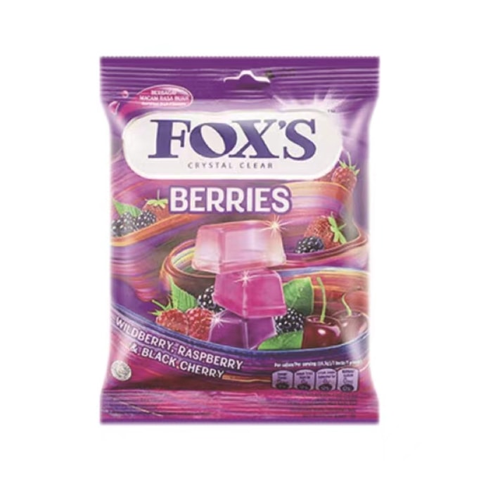 Indonesian Imported FOXS Crystal Sugar Mixed Fruit Candy Square Hard Candy Snack 90g - Berry 1 Bag