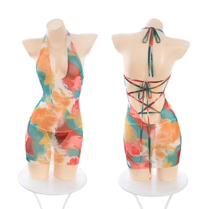 Deep U Groove Halo Printed bag Hip Skirt Style