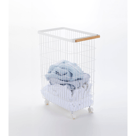 Rolling Wire Basket (24 H) - Steel + Wood