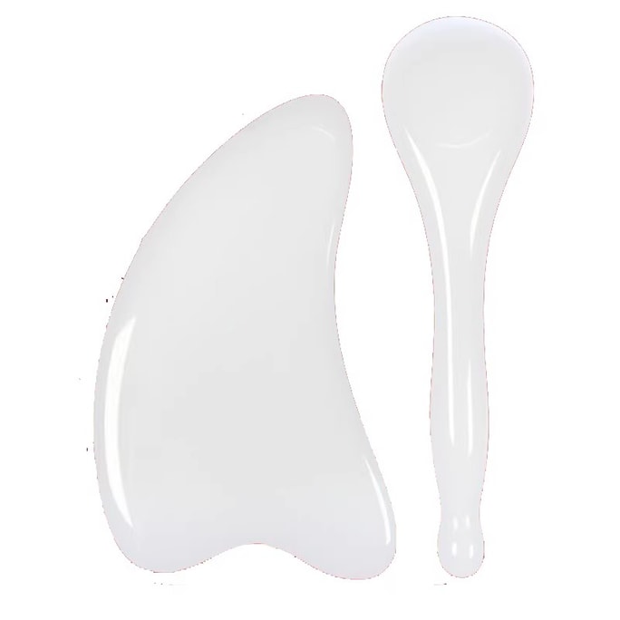 Jade Gua Sha Massage Set White Jade Dolphin-Shaped + Mini Facial Scraper 2-Piece Set Facial Scraping Full-Body Use Eye Muscle Release Tool Scraping Board Facial Beauty Lifting & Muscle Release