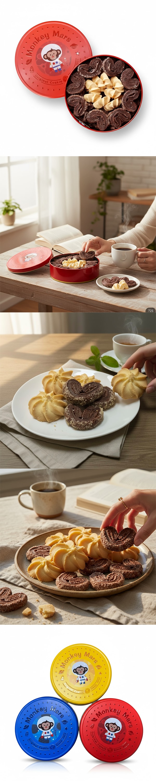 【台灣直郵】 火星猴 巧克力蝴蝶酥 原味奶酥曲奇 綜合禮盒 180g [附提袋]