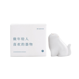 【中国直邮】 南山先生 向阳喵茶宠桌面茶玩摆件功夫茶具 白猫 7*7cm