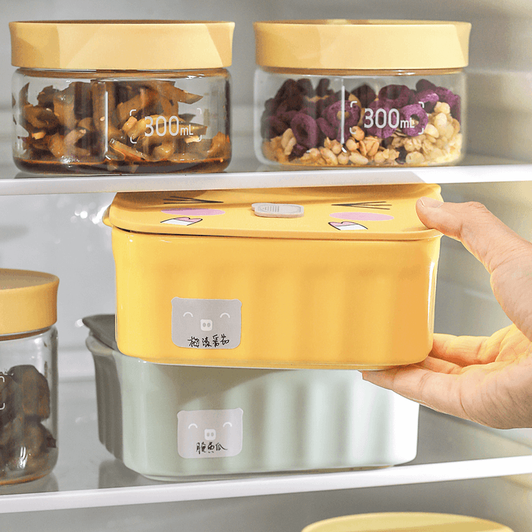 Lunch Box Multifunctional Ceramic Food Box with Lid Yellow 6
