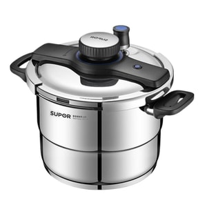 【中国直送】スーパー圧力鍋 蒸し羽根付 304ステンレス 片手キャップ コンロなし 防爆 6Lモデル