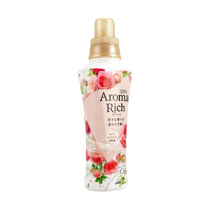 日本LION獅王 Soflan Aroma Rich 衣物香水柔順劑 防靜電抗皺除菌花香留香持久 #Diana高雅玫瑰香 480ml