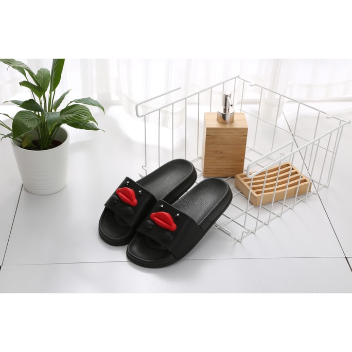 Cartoon Duck Summer Slide Outdoor/Home Casual Sandals Black 38