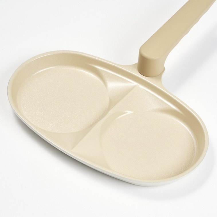 Beige Korean TRUECOOK Ceramic Double Hole Egg Frying Pan 5