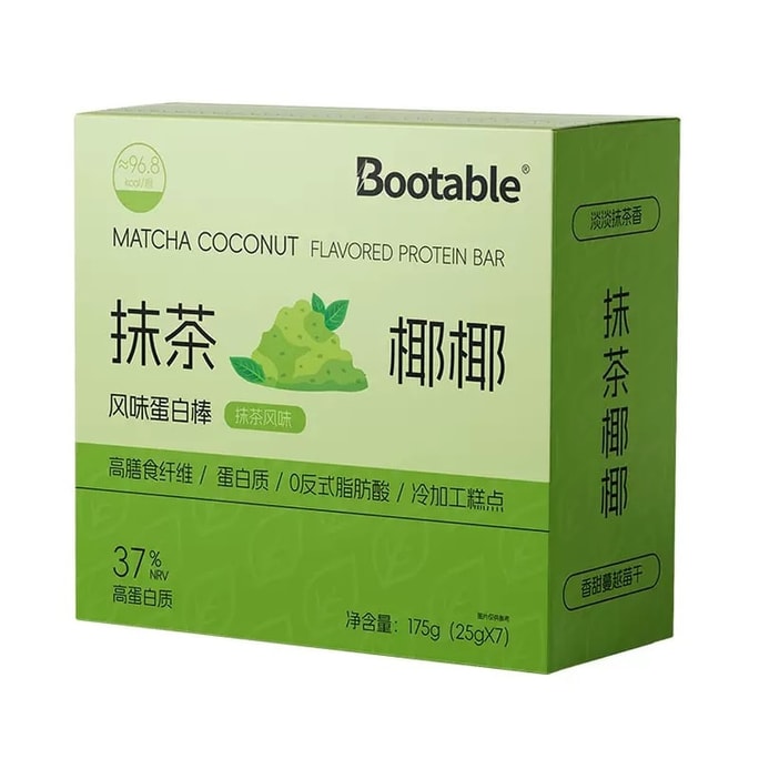 Protein Bar, Matcha Coconut, Protein Biscuit, High Fiber Biscuit, Matcha Flavor, Green Tea Flavor, 25g*7pcs