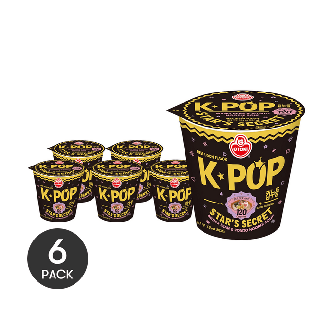 K팝 스타의 비밀 컵라면, 소고기 우동맛, 40g * 6개입, 저칼로리