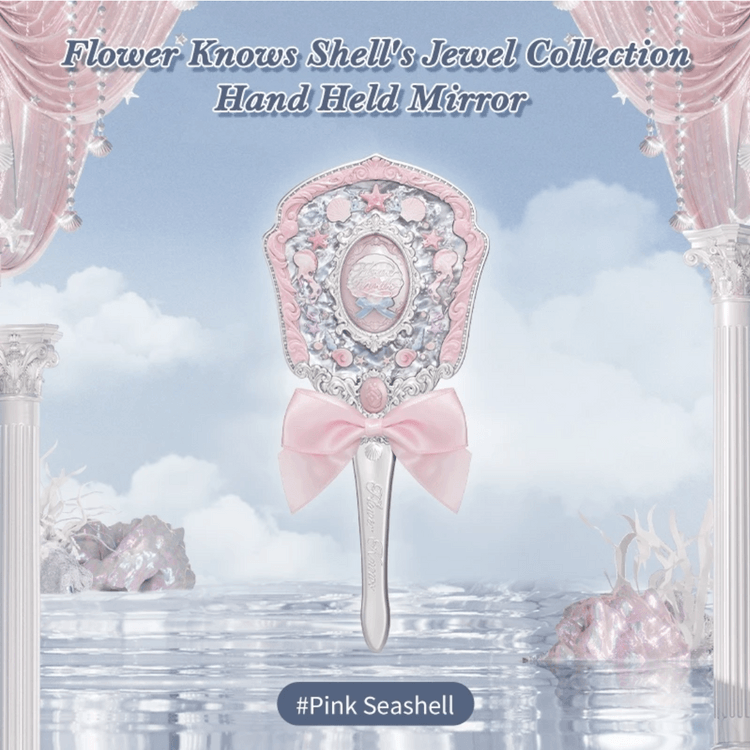Flower Knows Shell Jewel Collection Hand Mirror Makeup Tools 1PCS #Pink