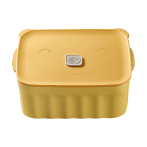 Lunch Box Multifunctional Ceramic Food Box with Lid Yellow