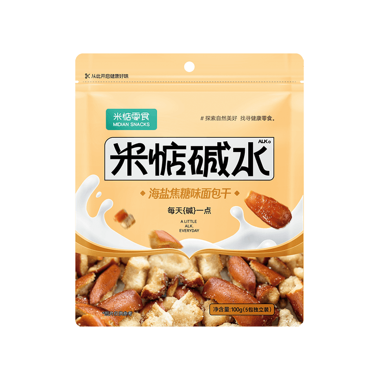 [중국 직송] 미디안 알칼리 빵(바다소금 카라멜맛) 20g*5팩 100g 3