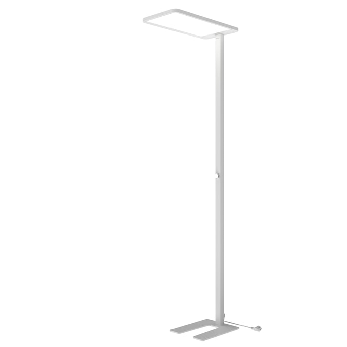 Pure LED Full Spectrum Floor Lamp, Eye-Caring Standing Light with 9000 LM, 4000 K, 100 W, Dual-Head Design, Knob Control, for Living Room and Office, White
