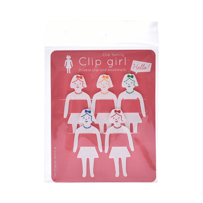 Sugai World Paper Clip Family Girl Shape Bookmark 5 Pieces
