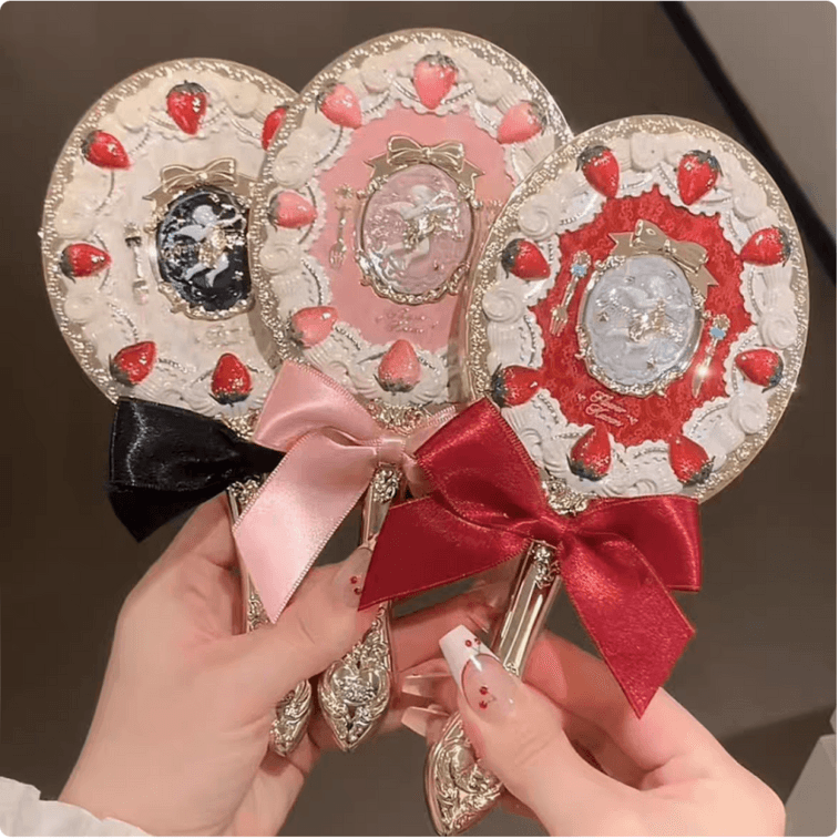 Strawberry Cupid Collection Hand Mirror Makeup Tools 1PCS #Red Velvet 4
