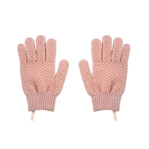 FaSoLa 5本指バスタオル ピンク 1組 泡立ち 角質除去 背中スクラブ 痛みのない泥落とし