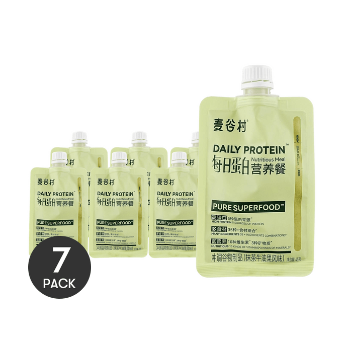 Daily Protein Nutritional Meal, Matcha Avocado, 1.59oz*7pcs - Prebiotic Fiber Fuel【Value Pack】