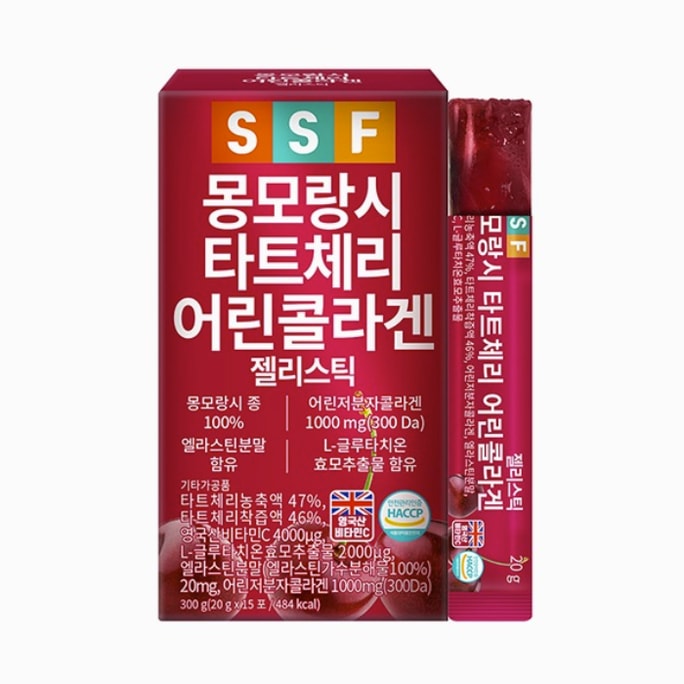 코리아 SSF [대한민국 1위 콜라겐 젤리] 코리아 체리 저분자 콜라겐 젤리 스틱 300g 15개입