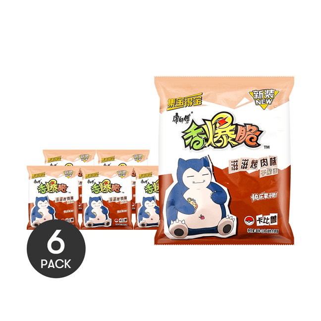 【超值装】康师傅 香爆脆干脆面 滋滋烤肉味 33g*6包【宝可梦卡比兽包装】