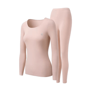 Solid Color Base Layer Thermal Set 1pc Nude Pink Size L—Air-Lock Heat Retention Hyaluronic Acid Skin Moisturizing