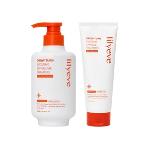GROW:TURN Exosome 3D Volume Hair Care Set Shampoo 500ml / 16.90 fl oz + Capsule Treatment 200ml / 6.77 fl oz With Exosome Care For Volume Boost, Damaged Hair Repair And Healthy-Looking Hair