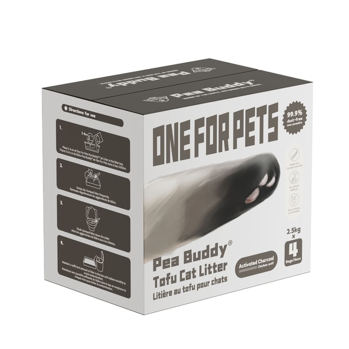 [고양이 모래 천장] 활성탄 냄새 제거 세제 포뮬러가 함유된 반려동물용 완두콩 & 두부 고양이 모래, 상자당 4 x 2.5kg