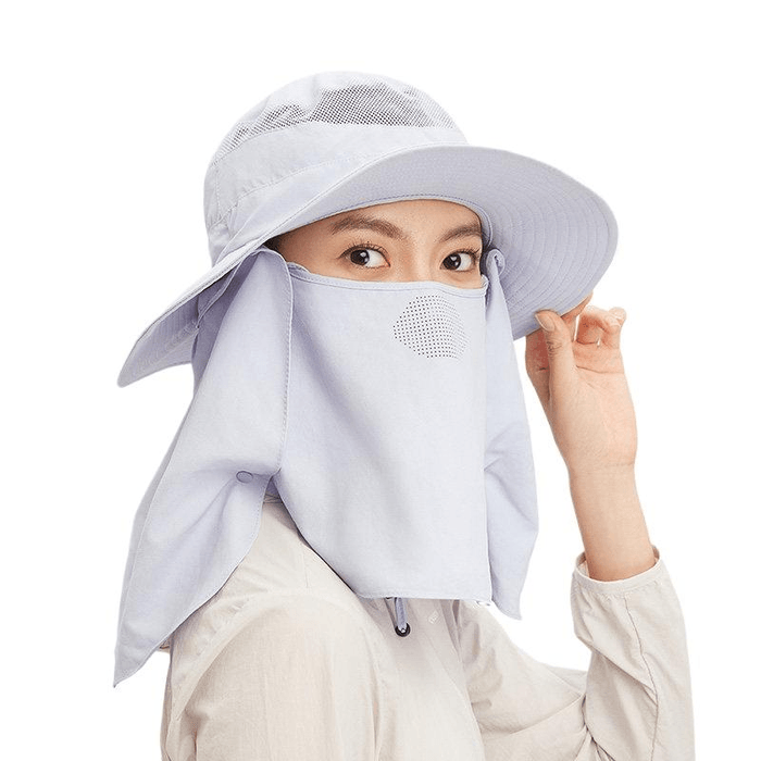 Full Range Shade Face Kini Mask Adjustable Head Circumference Sea Salt Blue 62cm*1 Piece